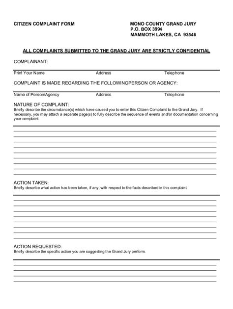 Fillable Online Amador Superior Court Grand Jury Citizen Complaint Form