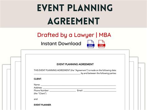 Event Planner Contract Template Event Planning Agreement Wedding