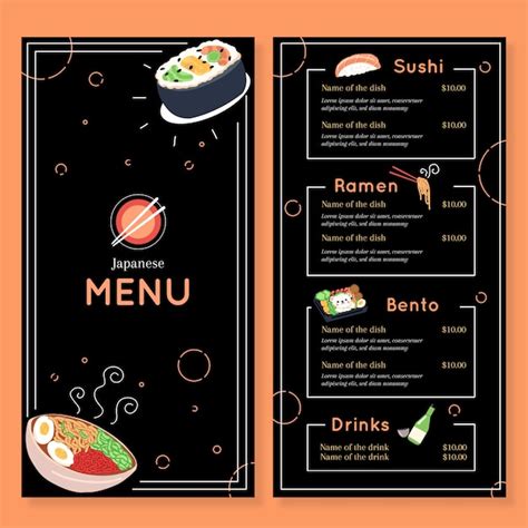 Free Vector Simple Sushi Menu Template