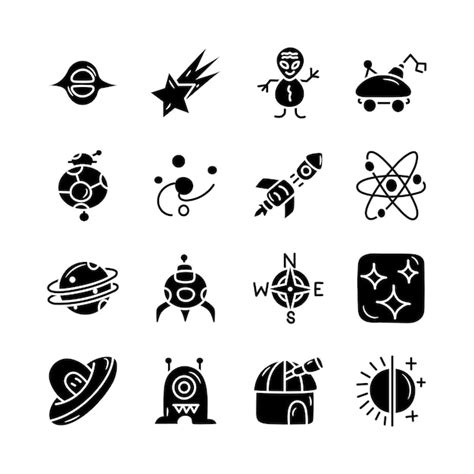 Premium Vector Space Vector Solid Hand Draw Icon Set 4