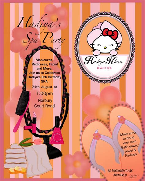 Hello Kitty Spa Birthday Invitation Made My Sugar Diddie Hello Kitty Party Spa Birthday