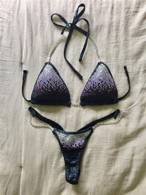 Bikini De Comp Tition Noir Violet Ombr Npc Ifbb Ocb Etsy France