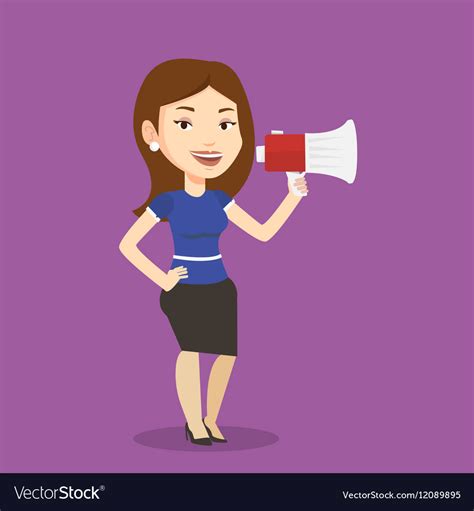 Business Woman Speaking Into Megaphone Royalty Free Vector