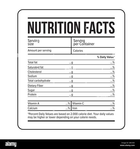 Blank Nutrition Facts Label Template Vector image nutrition facts label ...