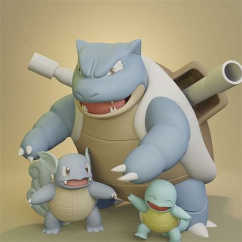 Descargar Archivo Stl Pokemon Squirtle Wartortle Y Blastoise Con