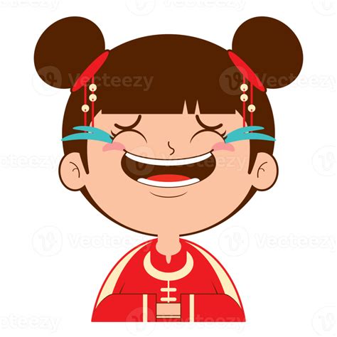 chinese girl laughing face cartoon cute 17189059 PNG