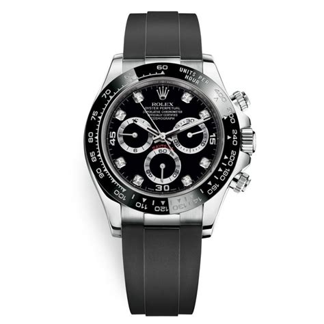 Rolex Cosmograph Daytona Ln Black Diamond Dial Oysterflex White