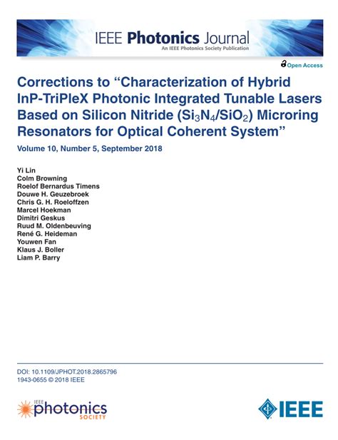 Pdf Corrections To Characterization Of Hybrid Inp Triplex Photonic