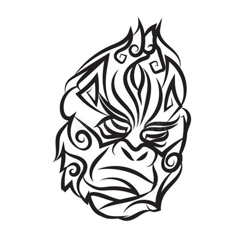 chimpanzee tattoo vector illustration decorative design stock vector