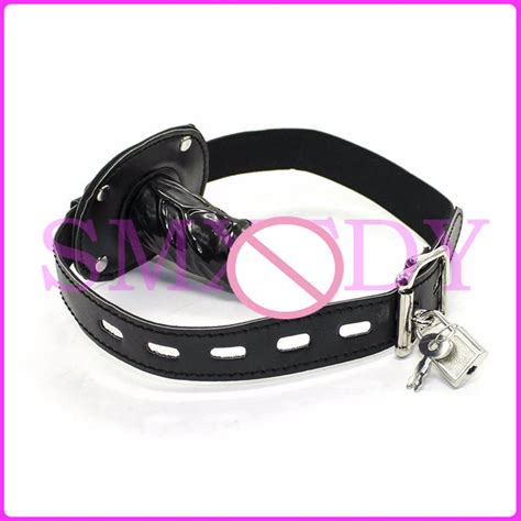 NINGMU Lockable Strap On Silicone Dildo Mouth Gag Slave Leather Harness