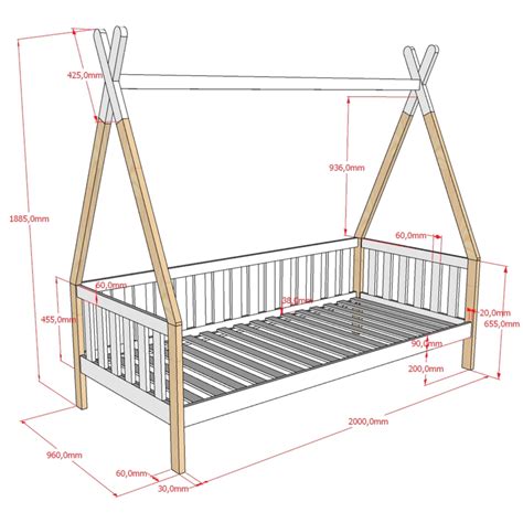 Lit Tipi Barri Re X Sommier Inclus Vipack Bois Et Blanc Lits