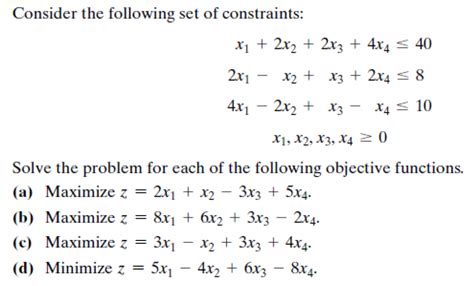 Solved Consider The Following Set Of Constraints X1 2x2