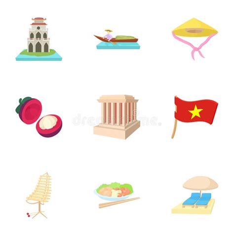 Iconos Fijados De Vietnam Estilo Isom Trico D Ilustraci N Del Vector