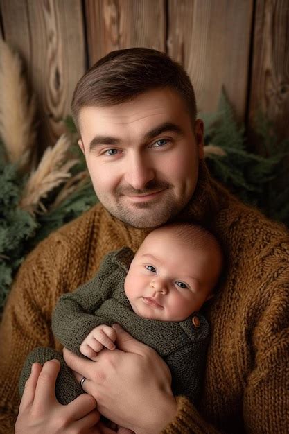 Premium Photo A Man Holding A Baby In His Arms