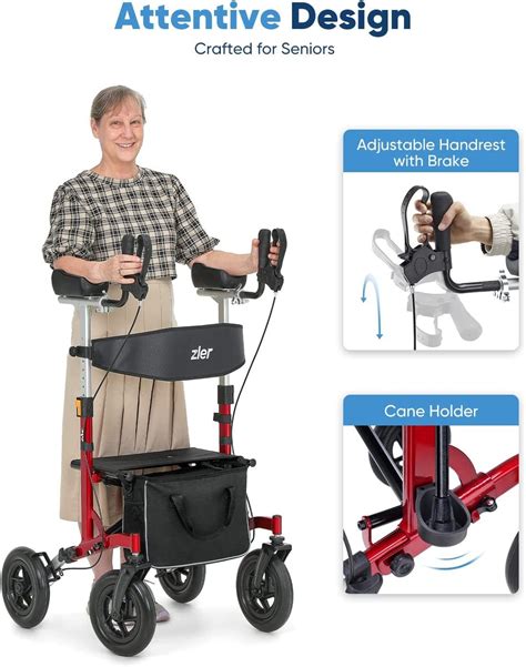 Zler Upright Walker With PU Tires Standard Walker For Seniors With