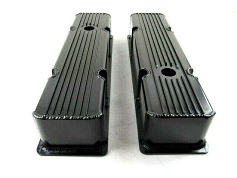 Chevy Tall Aluminum Finned Fabricated Valve Cover Black Ano