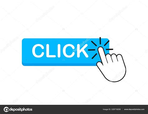 Click Button With Hand Pointer Clicking Vector Stock Illustration