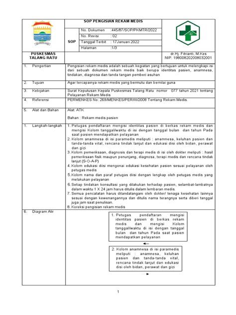 Sop Pengisian Rekam Medis Pdf