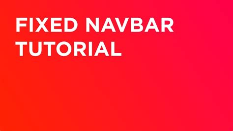 Fixed Navbar Tutorial Youtube