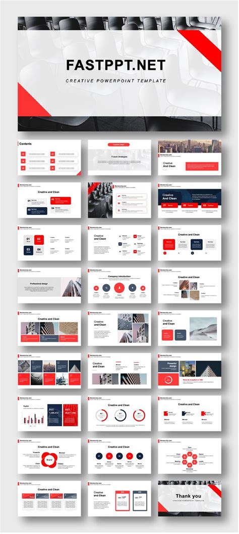 Red Blue Class Business Report Presentation Template Original And