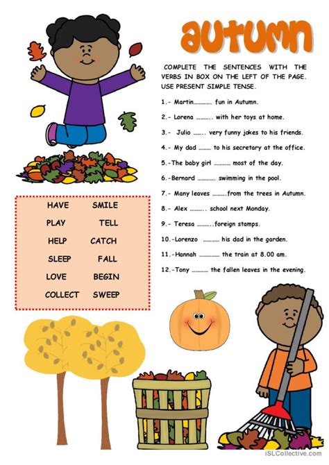 Autumn English Esl Worksheets Pdf Doc