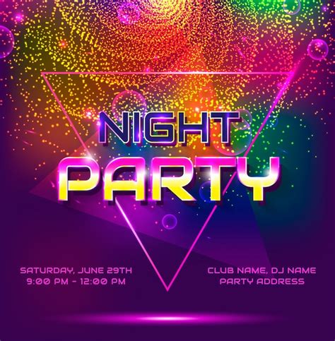 Nacht Party Plakat Vorlage Premium Vektor