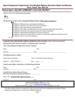 Fillable Online EEO Report And Form Ohlone College Fax Email Print