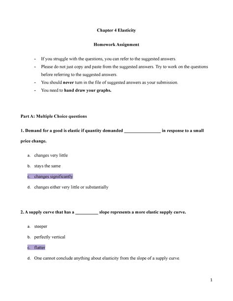 Ch Homework Assignment Chapter Elasticity Homework Assignment