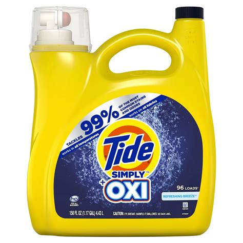 Tide Simply + Oxi HE Liquid Laundry Detergent, 96 Loads - Refreshing ...