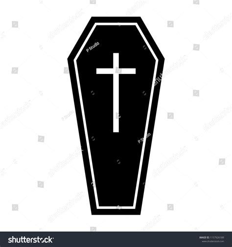 Halloween Coffin Silhouette Flat Icon Vector Stock Vector Royalty Free