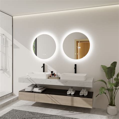 Round Led Bathroom Mirror 3 Color Demister Touch Ip44 Make Up Mirror W