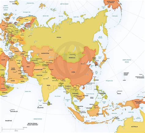 Vector Map of Asia Continent Political | One Stop Map