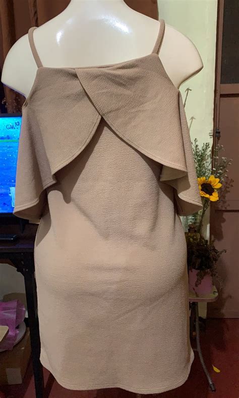 Nude Off Shoulder Formal Dress Women S Fashion Dresses Sets Dresses On Carousell