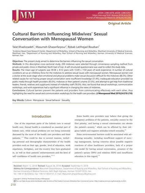 Pdf Cultural Barriers Influencing Midwives Sexual Conversation With