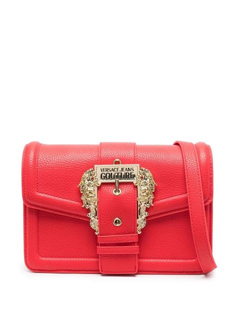 Versace Jeans Couture Bolsa Transversal Logo Na Fivela Vermelho