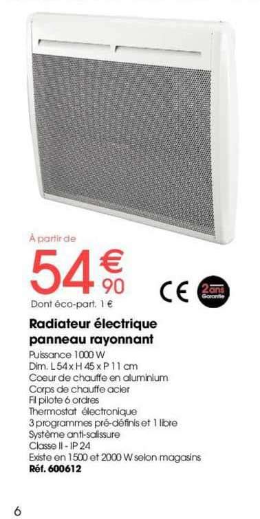 Promo Radiateur électrique Panneau Rayonnant chez Brico Pro iCatalogue fr