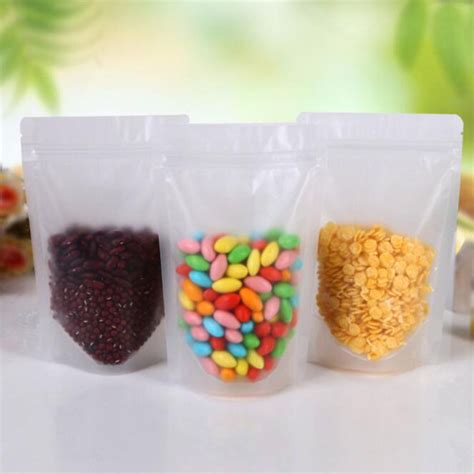 Stand Up Transparent Laminated Food Pouch With Zip Lock Plastic Packing