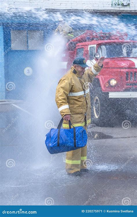 Seeing Off The Retirement Of A Firefighter In Russia Editorial Photo