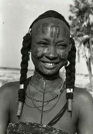 Fulani Woman Facial Scarification Northern Cameroon African People