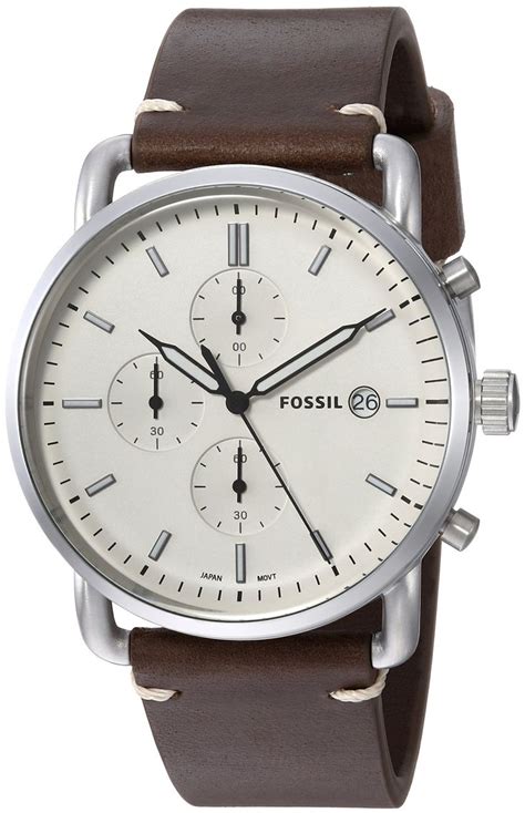 Fossil Men S Commuter Quartz Leather Chronograph Watch Color Silver