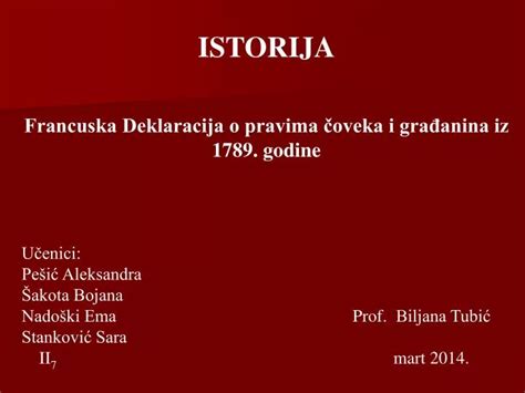 Ppt Istorija Francuska Deklaracija O Pravima Oveka I Gra Anina Iz