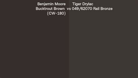 Benjamin Moore Bucktrout Brown CW 180 Vs Tiger Drylac 049 62070 Rail