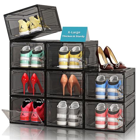 Amazon.com: Thicken Sturdy Shoe Storage Boxes Stackable Shoe Organizer