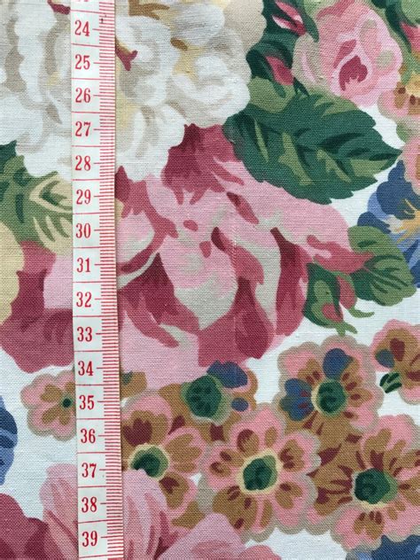 Vintage Sanderson Rose Peony Fabric Curtain Cm X Cm Etsy