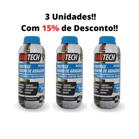 Kit 3 Protege Fundo de Armário Verniz Bautech 1L Compretop Tudo para