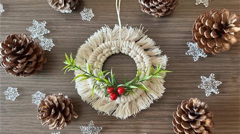 Diy Macrame Christmas Wreath Ornament Youtube