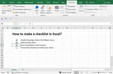 How To Make A Checklist In Excel In 5 Easy Steps