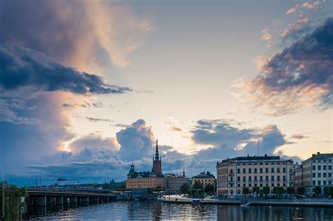 "Stockholm, Sweden - City Skyline At Sunset" by Stocksy Contributor "Tom Uhlenberg" - Stocksy