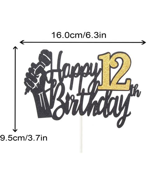 Happy 12th Birthday Cake Topper With Microphone Cheers To 12 Twelve