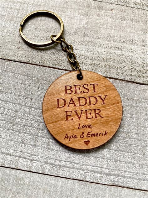 Best Dad Ever Fathers Day Keychains Wood Keychains Etsy